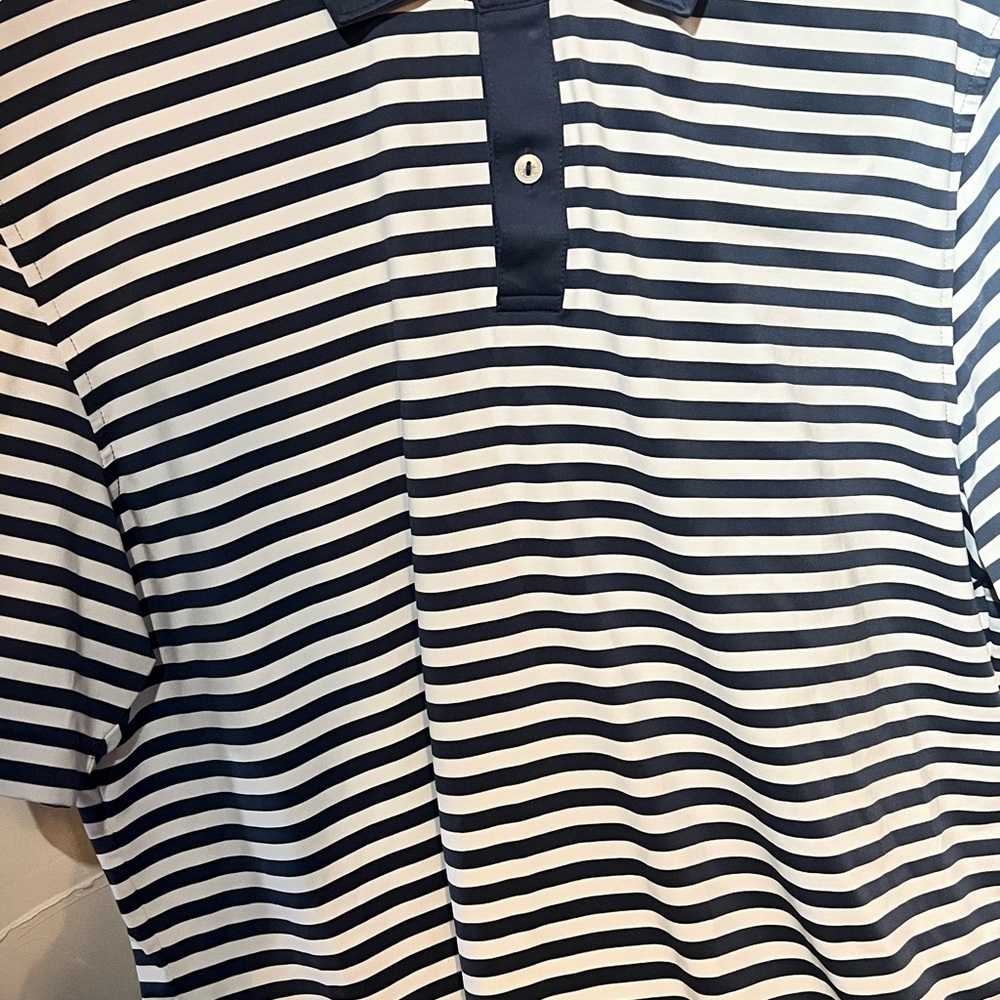 Peter Millar Navy and White Striped Polo - Picture 3 of 5
